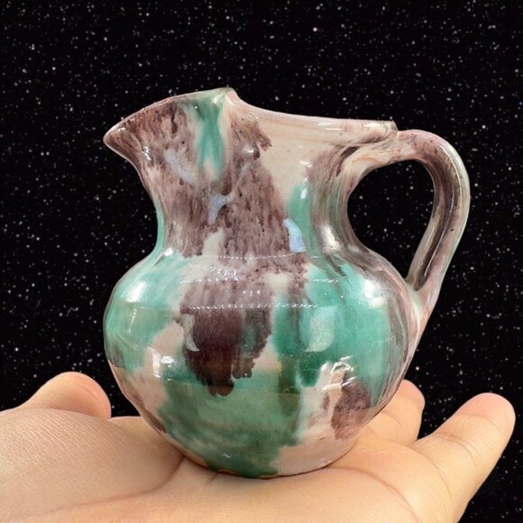 Italian Art Pottery Miniature Pitcher Carafe Ceramic Pottery Hand Painted Italy - Picture 1 of 12